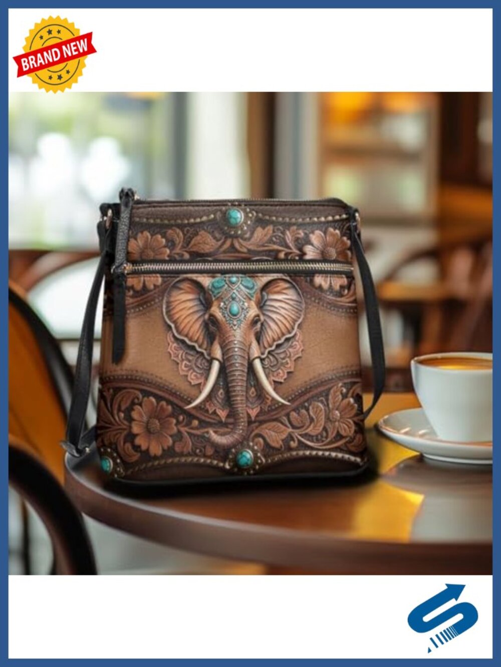 Faux Leather Crossbody Hobo Bag Satchel Purse with Adjustable Strap and Pockets - Picture 2 of 6